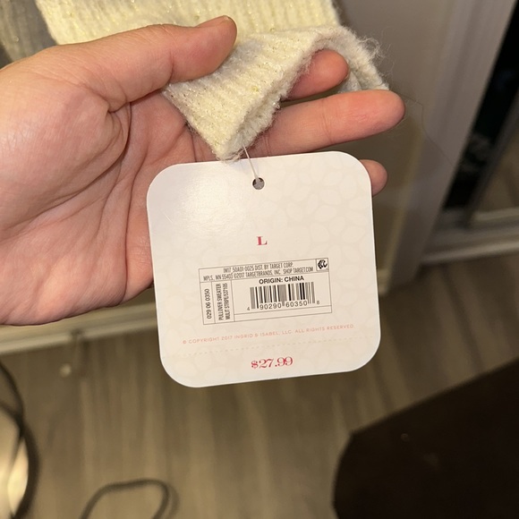 Isabel Maternity White Pink and Gray Striped Sweater in Large - Picture 3 of 8